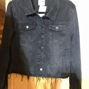 NWT Black Distressed Denim Jacket